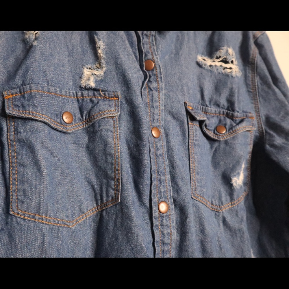 Women Jean Flannel With Rips - Picture 4 of 9